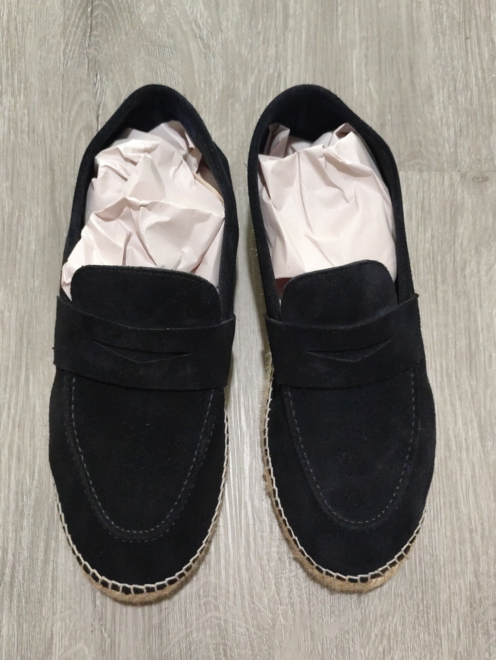 Massimo Dutti Black Suede Penny Loafers